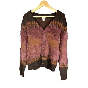 Women's BDG Urban Outfitters Brown Nordic Fuzzy Horse Cardigan - S - $99 Retail